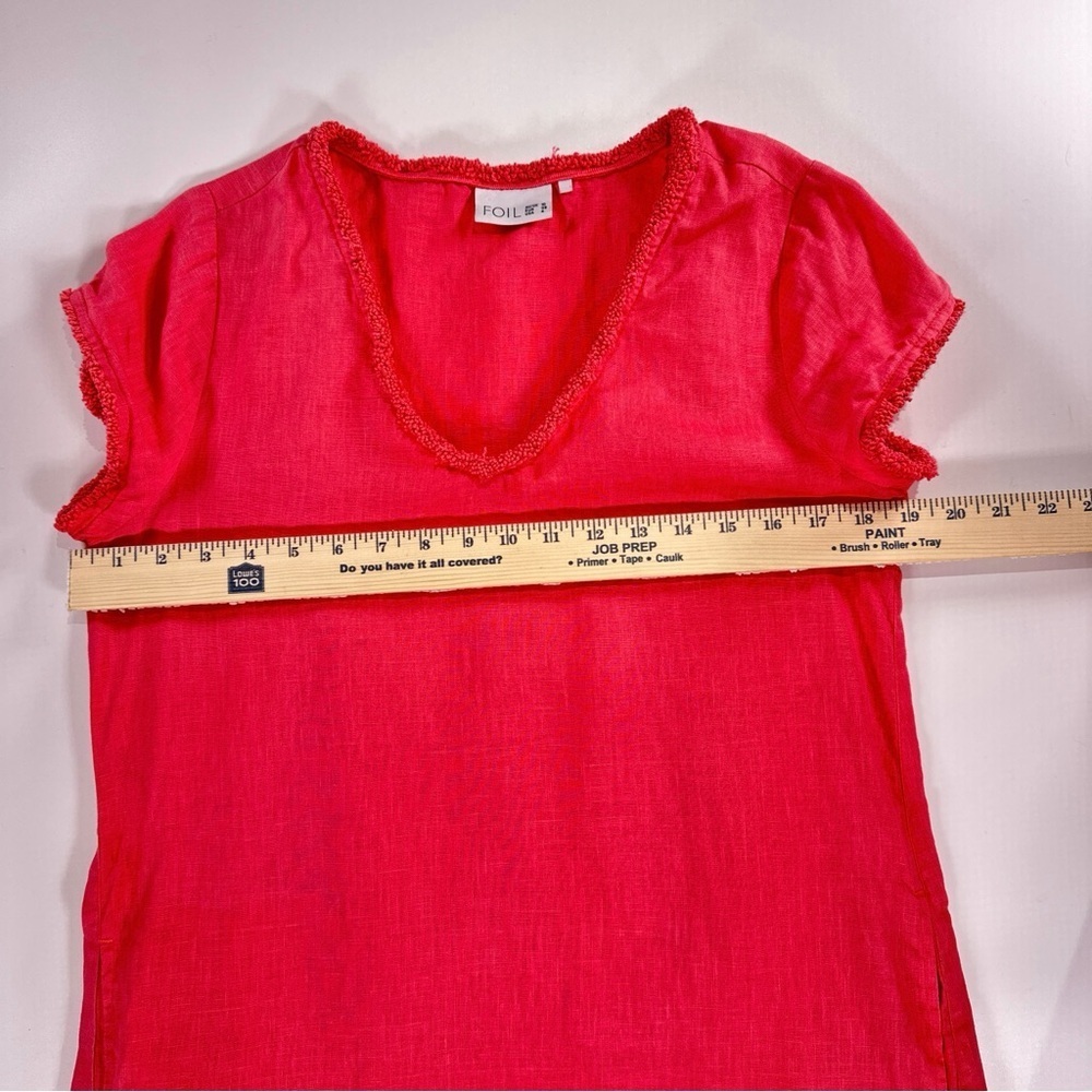 FOIL Women’s 100% Linen Shift Dress Coral Pockets Size 6 - Picture 9 of 10